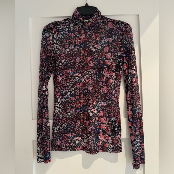 Maje Floral Print Mesh Long-sleeve Top Size Small/XS - Picture 4 of 7
